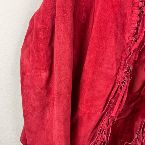 Vintage Red Leather Suede Fringe Jacket - Picture 4 of 4
